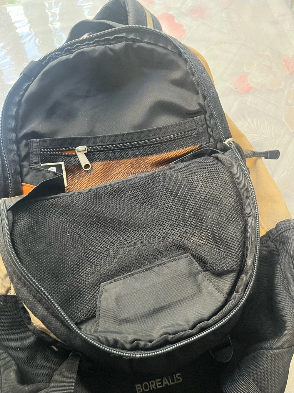 The North Face Tan and Black Borealis Backpack